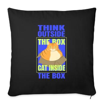 Think Outside the Box Cat Inside the Box - Sofa pillowcase 17,3'' x 17,3'' (45 x 45 cm) - black - Front