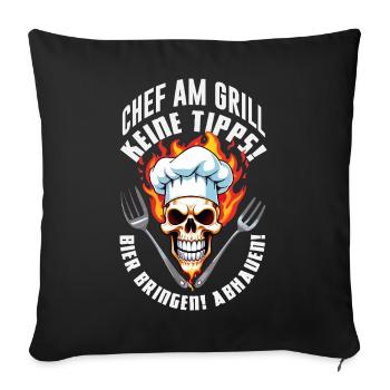 Chef Am Grill Keine Tipps Bier Bringen Abhauen - Sofakissenbezug 45 x 45 cm - Schwarz - Vorne