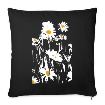DAISIES - Sofa pillowcase 17,3'' x 17,3'' (45 x 45 cm) - black - Front