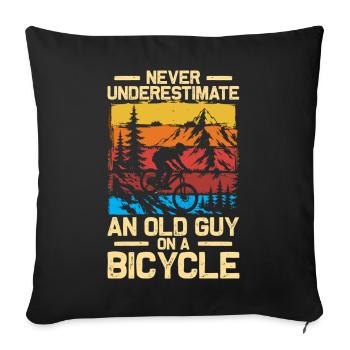 Un vieux gars à vélo Vélo VTT Descente - Housse de coussin décorative 45 x 45 cm - noir - Devant