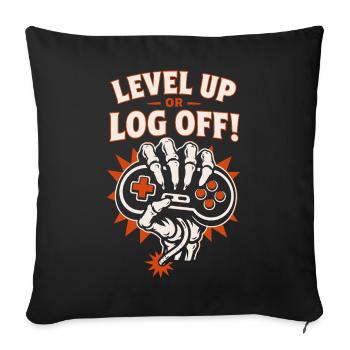 Monter de niveau ou se déconnecter Gaming Skeleton - Housse de coussin décorative 45 x 45 cm - noir - Devant