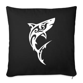 Tribal Shark Black White - Sofa pillowcase 17,3'' x 17,3'' (45 x 45 cm) - black - Front