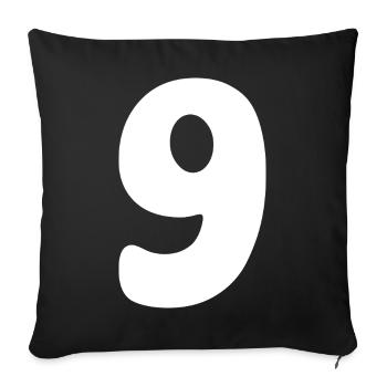 Neun: Minimalistische Ziffer 9 | Neunter - Sofakissenbezug 45 x 45 cm - Schwarz - Vorne