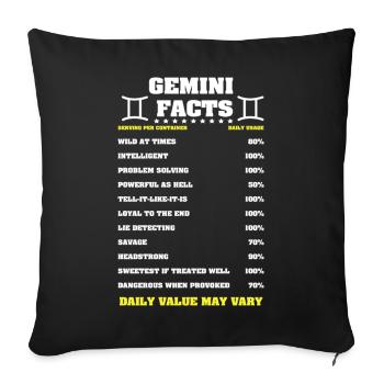 Signe du zodiaque Gémeaux - Housse de coussin décorative 45 x 45 cm - noir - Devant
