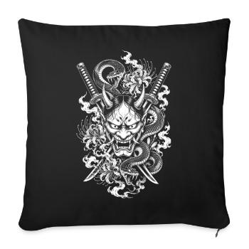 Hannya Mask with Katana and Snake - Sofa pillowcase 17,3'' x 17,3'' (45 x 45 cm) - black - Front