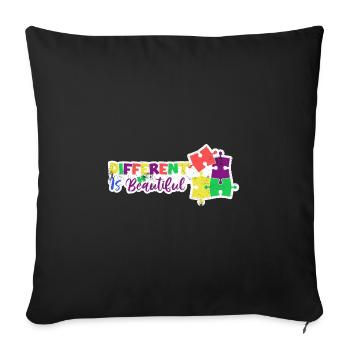 PUZZLE TDAH AUTISTE DIFFÉRENT EST BEAU DICTON MOTIFS - Housse de coussin décorative 45 x 45 cm - noir - Devant