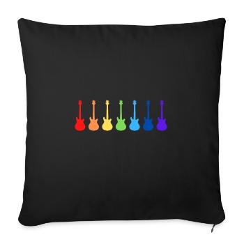 Gitarren Musik LGBT GAY Pride Shirt Guitar Rainbow - Sofa pillowcase 17,3'' x 17,3'' (45 x 45 cm) - black - Front