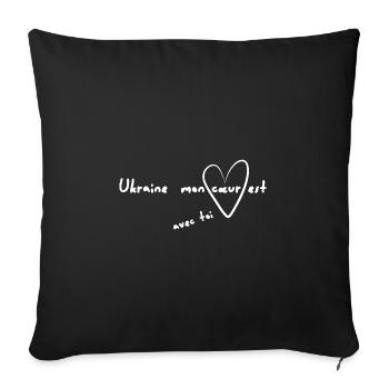 Ukraine mon coeur est avec toi - Housse de coussin décorative 45 x 45 cm - noir - Devant