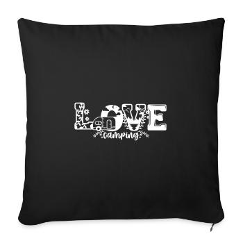 CAMPING CAMP CAMPING RANDONNÉE FORÊT VACANCES LOVE MOTIF - Housse de coussin décorative 45 x 45 cm - noir - Devant