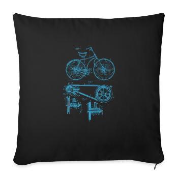 Retro vintage bicycle patent drawing gift - Sofa pillowcase 17,3'' x 17,3'' (45 x 45 cm) - black - Front