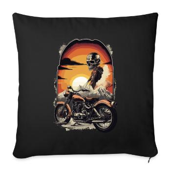 Moto rétro - Housse de coussin décorative 45 x 45 cm - noir - Devant