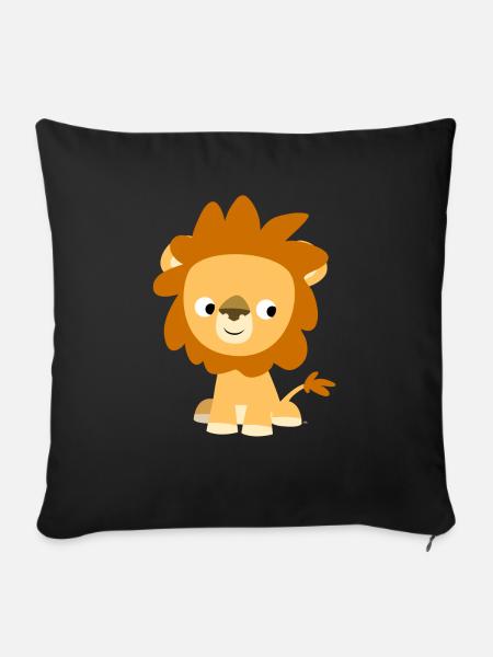 Niedlicher Neugieriger Löwe von Cheerful Madness!! - Sofakissenbezug 45 x 45 cm - Schwarz