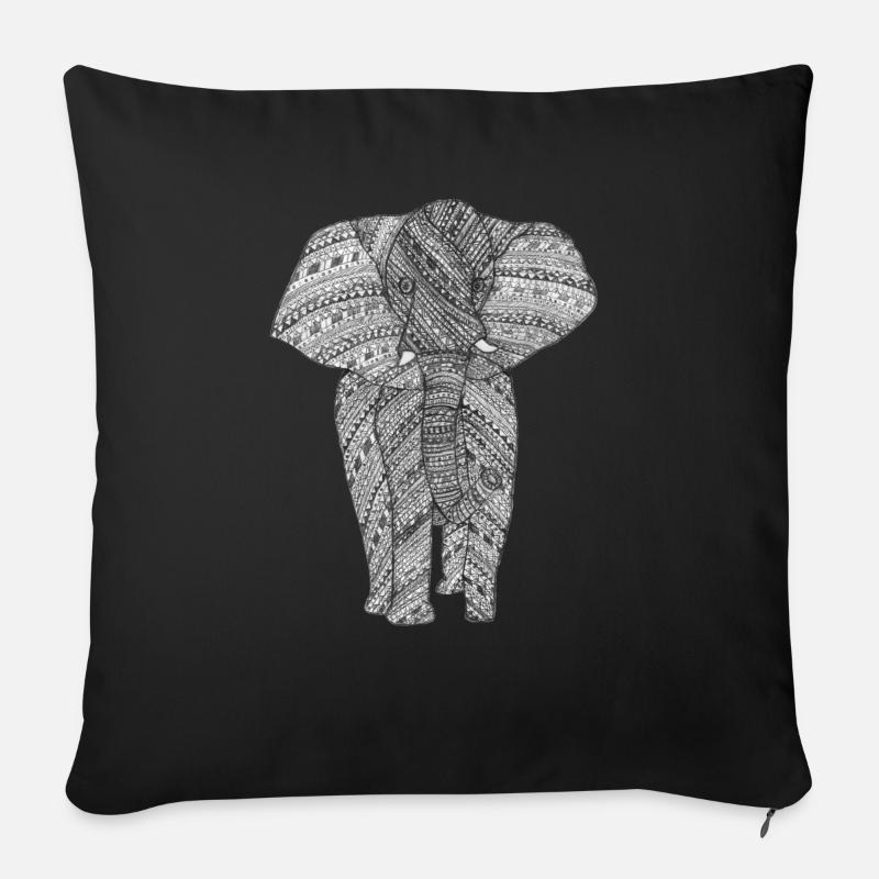 Elefant schwarz/weiß - Sofakissenbezug 45 x 45 cm - Schwarz