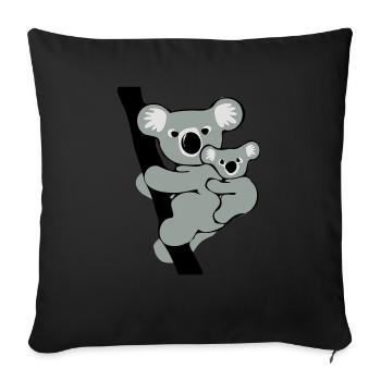 Koala und Baby - Sofakissenbezug 45 x 45 cm - Schwarz - Vorne