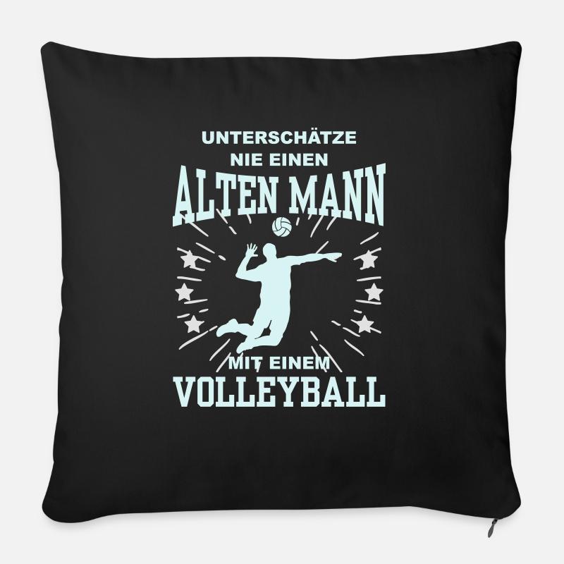 Unterschätze nie einen alten Mann mit Volleyball - Sofakissenbezug 45 x 45 cm - Schwarz