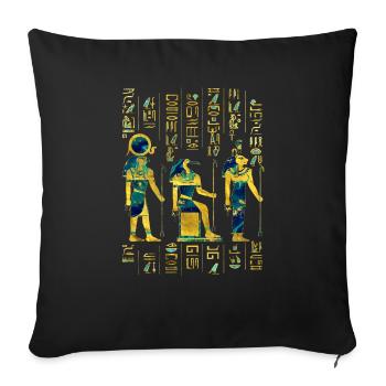 Egyptian Deities on hieroglyphics gold and marble - Sofa pillowcase 17,3'' x 17,3'' (45 x 45 cm) - black - Front