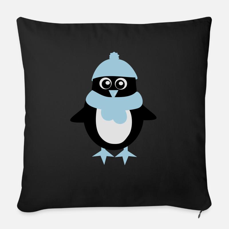 Penguin - Hiver - Noël - Housse de coussin décorative 45 x 45 cm - noir