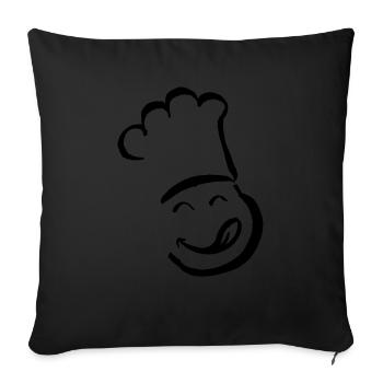 Funny chef's face Miam Frech Gastro gift - Sofa pillowcase 17,3'' x 17,3'' (45 x 45 cm) - black - Front
