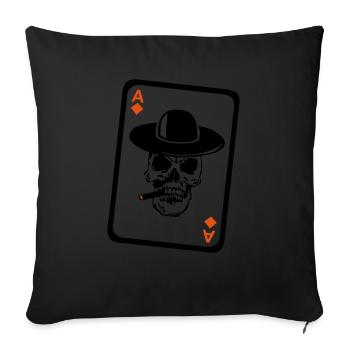 poker tete de mort as skull carte - Housse de coussin décorative 45 x 45 cm - noir - Devant