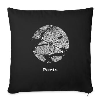 Paris city with map - Sofa pillowcase 17,3'' x 17,3'' (45 x 45 cm) - black - Front