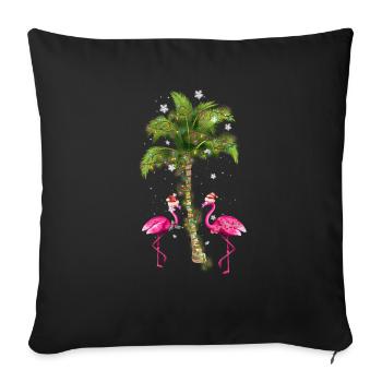 Tropical Flamingo Christmas - Sofa pillowcase 17,3'' x 17,3'' (45 x 45 cm) - black - Front