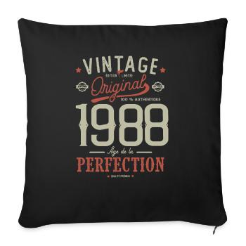 Age perfection 1988, birthday 33 years - Sofa pillowcase 17,3'' x 17,3'' (45 x 45 cm) - black - Front