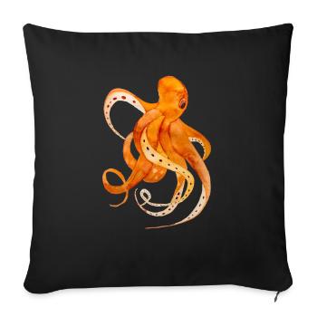 Tintenfisch Aquarell Zeichnung Oktopus - Sofakissenbezug 45 x 45 cm - Schwarz - Vorne
