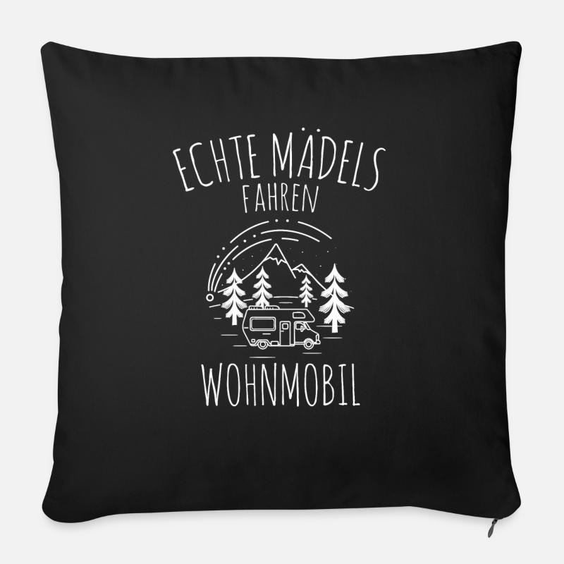 Echte Mädels fahren Wohnmobil Camping Camper - Sofakissenbezug 45 x 45 cm - Schwarz