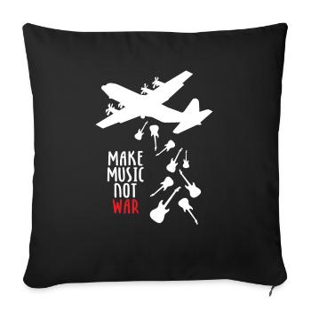 Make Music Not War - Sofa pillowcase 17,3'' x 17,3'' (45 x 45 cm) - black - Front