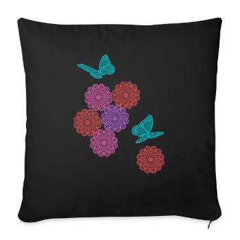 Lace flowers - Sofa pillowcase 17,3'' x 17,3'' (45 x 45 cm) - black - Front