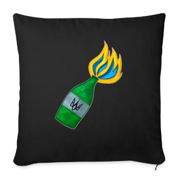Molotowcocktail. Ukrainischer Kampf. UA-Symbol. - Sofakissenbezug 45 x 45 cm - Schwarz - Vorne