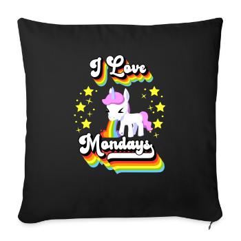 I Love Mondays Unicorn - Sofa pillowcase 17,3'' x 17,3'' (45 x 45 cm) - black - Front