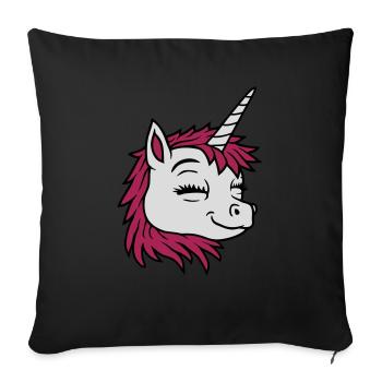 Head happy comic unicorn - Sofa pillowcase 17,3'' x 17,3'' (45 x 45 cm) - black - Front