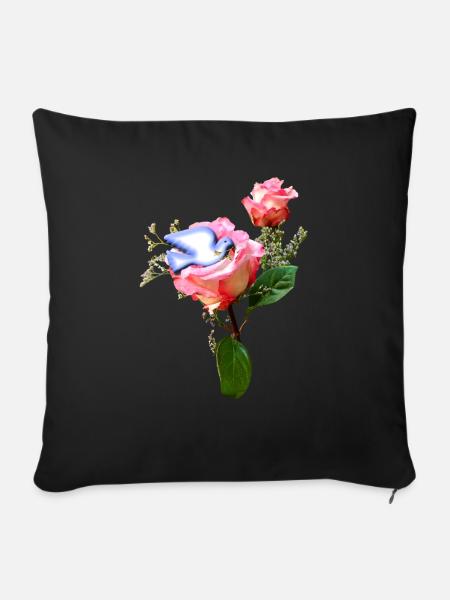 Rosen mit Friedenstaube - Sofakissenbezug 45 x 45 cm - Schwarz