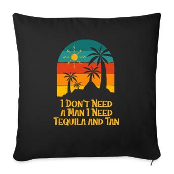 Besoin de tequila et de bronzage Bain de soleil d’été Tropical - Housse de coussin décorative 45 x 45 cm - noir - Devant
