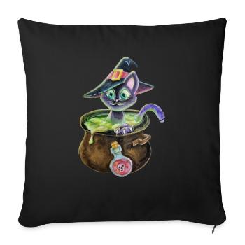 Witch cat in a pot - Sofa pillowcase 17,3'' x 17,3'' (45 x 45 cm) - black - Front