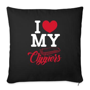 J’adore mes tondeuses Design pour un coiffeur - Housse de coussin décorative 45 x 45 cm - noir - Devant