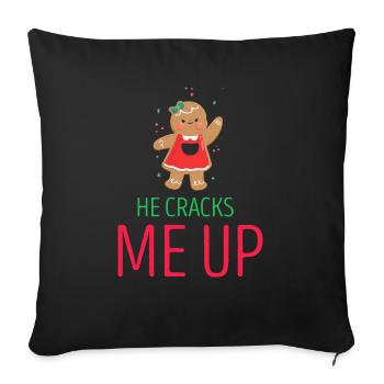 Il me fait craquer drôle de pain d’épices de Noël - Housse de coussin décorative 45 x 45 cm - noir - Devant