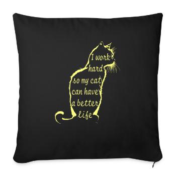 Working for cat - Sofa pillowcase 17,3'' x 17,3'' (45 x 45 cm) - black - Front