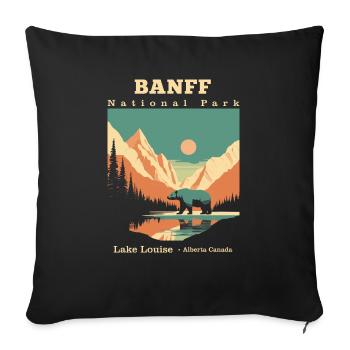 Vintage Retro Canadian Banff National Park - Housse de coussin décorative 45 x 45 cm - noir - Devant