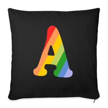 Letter A Rainbow - Sofa pillowcase 17,3'' x 17,3'' (45 x 45 cm) - black - Front