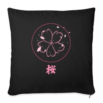 Fleur de cerisier - Housse de coussin décorative 45 x 45 cm - noir - Devant