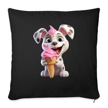 Chien avec crème glacée - Housse de coussin décorative 45 x 45 cm - noir - Devant
