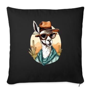 Goki the lama - Sofa pillowcase 17,3'' x 17,3'' (45 x 45 cm) - black - Front