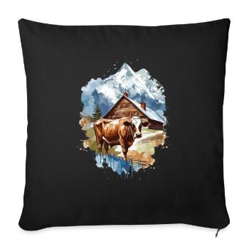 Zermatt, Matterhorn, Matterhorn mountain, hiker - Sofa pillowcase 17,3'' x 17,3'' (45 x 45 cm) - black - Front