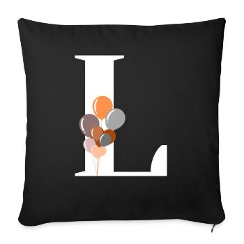 Buchstabe l Geburtstagsballon - Sofakissenbezug 45 x 45 cm - Schwarz - Vorne