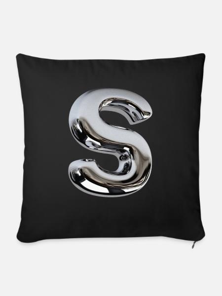 Chrome Letter S - Sofakissenbezug 45 x 45 cm - Schwarz