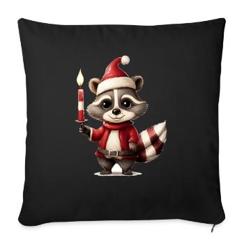 Hand painted raccoon for Christmas Christmas - Sofa pillowcase 17,3'' x 17,3'' (45 x 45 cm) - black - Front