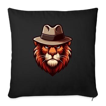 Lion avec chapeau - Housse de coussin décorative 45 x 45 cm - noir - Devant