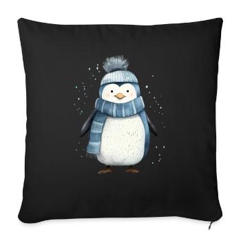 Pinguin-T-Shirt: Verspielter arktischer Charme - Sofakissenbezug 45 x 45 cm - Schwarz - Vorne